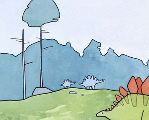 Stegosaurus Dinosaur Art Print, Dinosaur Kids Room Art