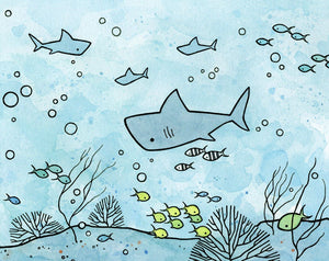 Sharks Kids Room Decor, Ocean Art, Reefs