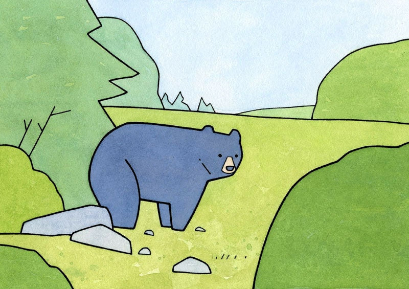 Black Bear Art Print, Woodland Nursery Wall Art, Whimsical Bear Print