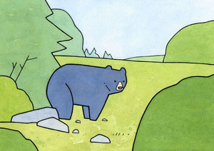 Black Bear Art Print, Woodland Nursery Wall Art, Whimsical Bear Print