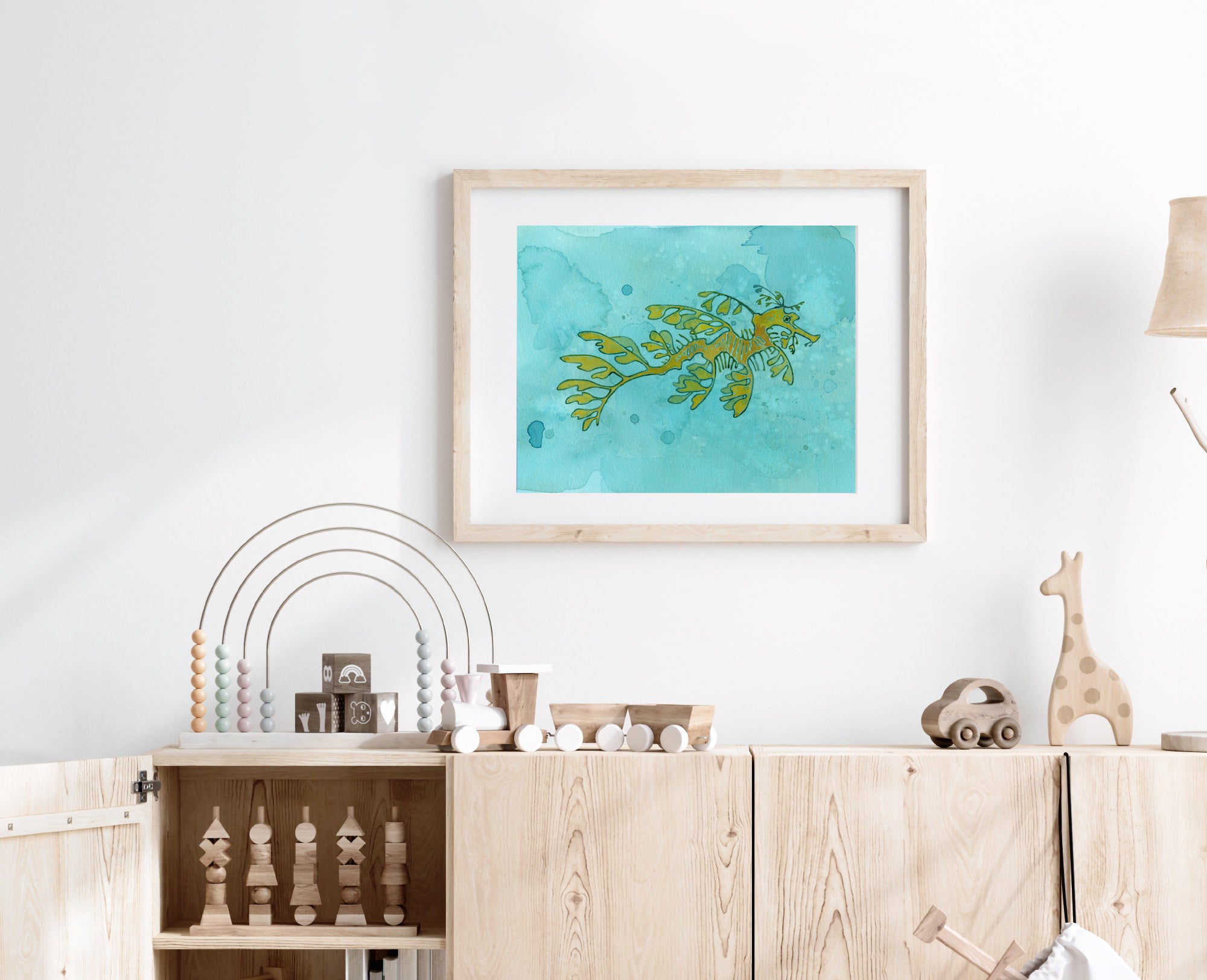 Leafy Sea Dragon Art Print, Ocean Nursery Animal Watercolor Illustration
