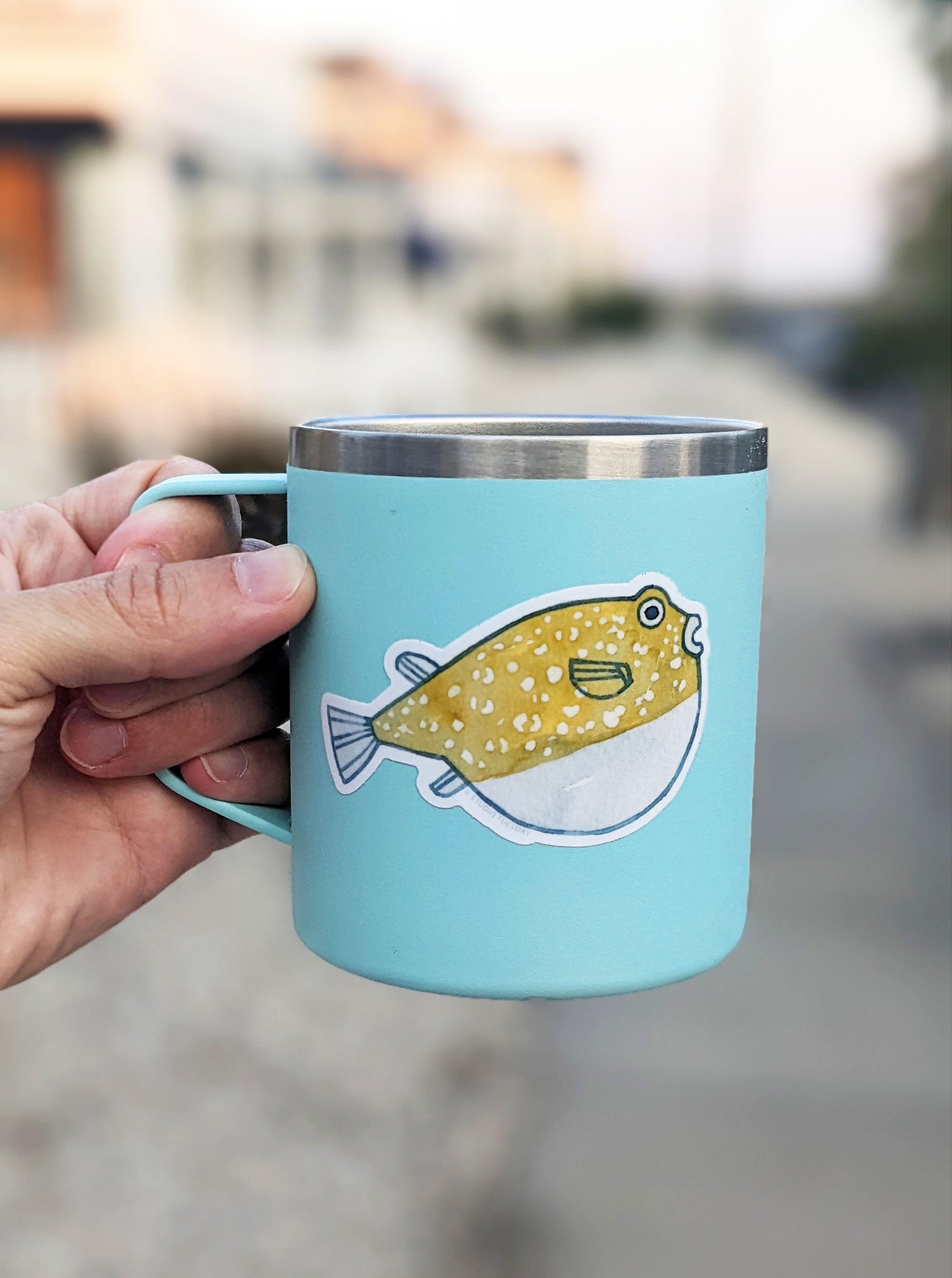 Pufferfish Sticker, Ocean Animal Laptop Sticker, Waterproof Vinyl Art Sticker Decal