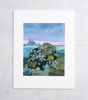 Tidepool Watercolor Art Print, Nautical Ocean Wall Art